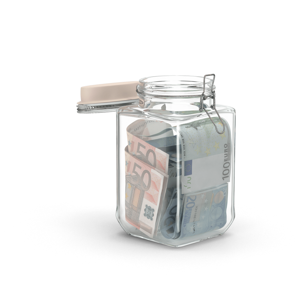 Glass Jar with Euros.H11.2k min